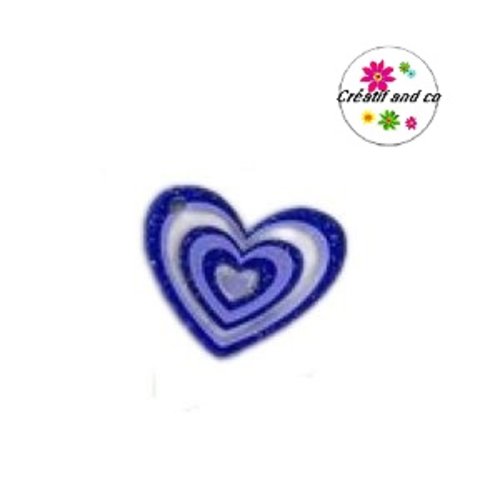 Breloque pendentif coeur mauve 32mm