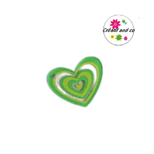 Breloque pendentif coeur vert  32mm