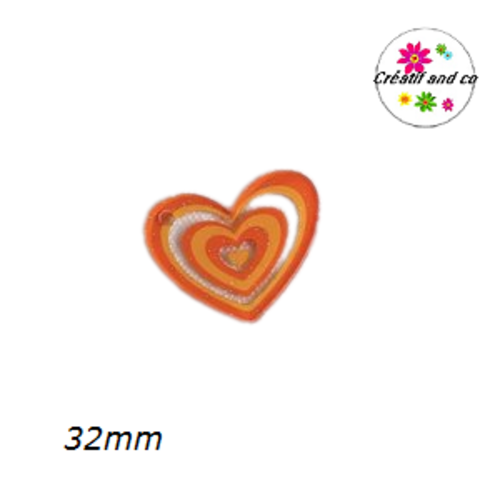 Breloque pendentif coeur orange 32mm