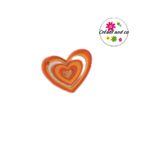 Breloque pendentif coeur orange 32mm