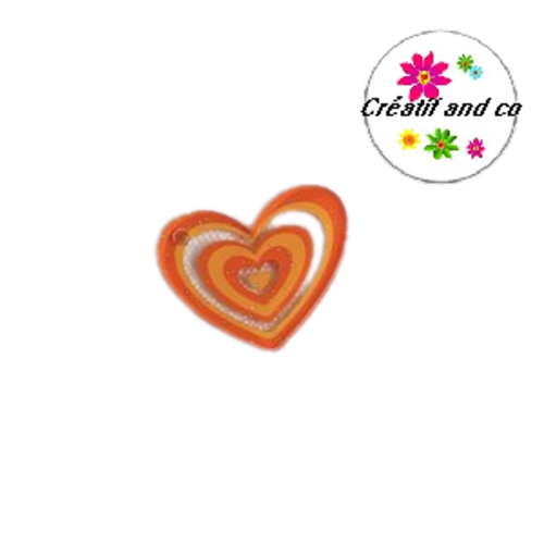Breloque pendentif coeur orange 32mm