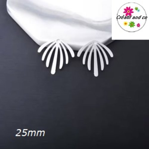 Breloque estampe forme éventail argent  25mm