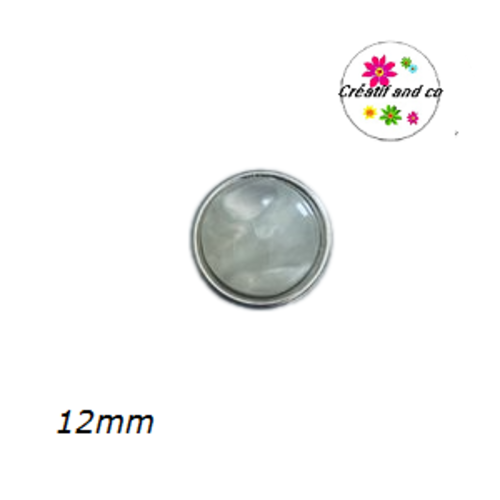 Bouton pression résine nacré blanc 12mm