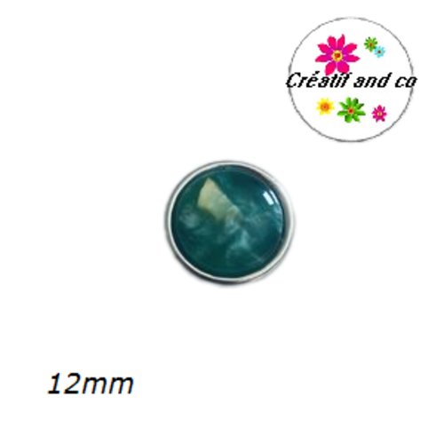 Bouton pression résine nacré vert 12mm
