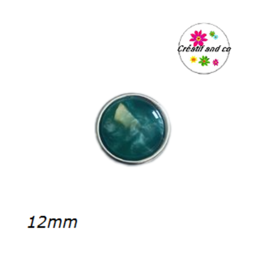 Bouton pression résine nacré vert 12mm