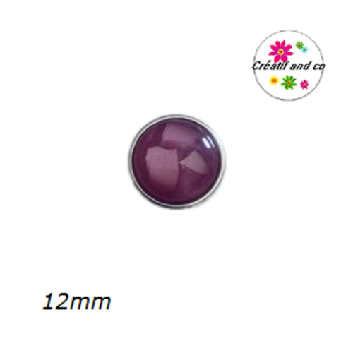 Bouton pression résine nacré violine 12mm