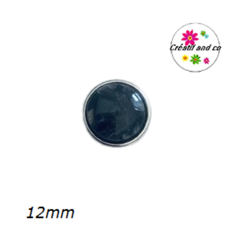 Bouton pression résine nacré noir 12mm