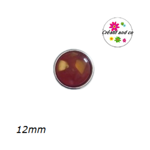 Bouton pression résine nacré orange foncé 12mm