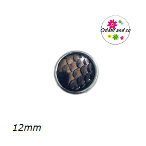 Bouton pression résine écaille marron cuivré 12mm