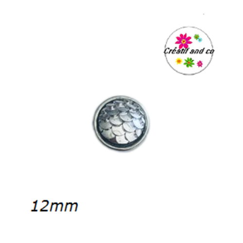 Bouton pression résine écaille argent 12mm