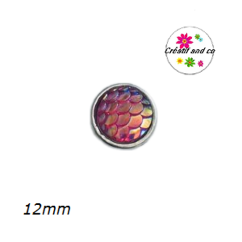 Bouton pression résine écaille fuschia 12mm