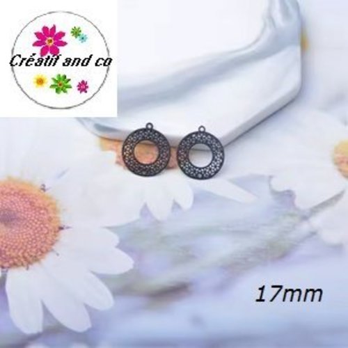 Connecteur estampe cercle noir 17mm