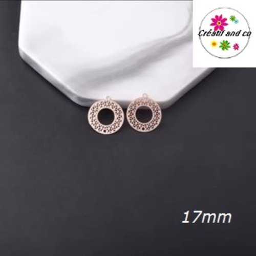 Connecteur estampe cercle rose gold 17mm