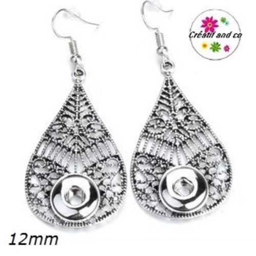 Boucle d'oreille pendante bouton pression 12mm