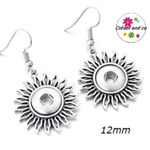 Boucle d'oreille soleil bouton pression 12mm