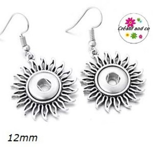 Boucle d'oreille soleil bouton pression 12mm