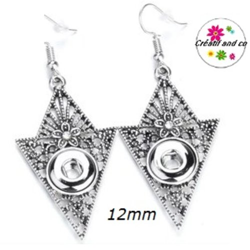 Boucle d'oreille pendante bouton pression 12mm