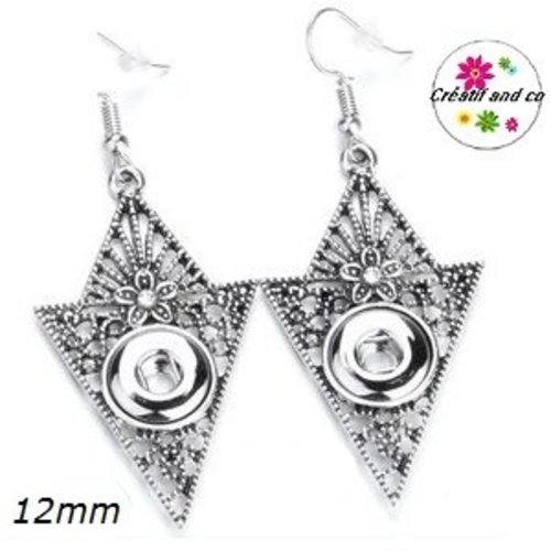 Boucle d'oreille pendante bouton pression 12mm