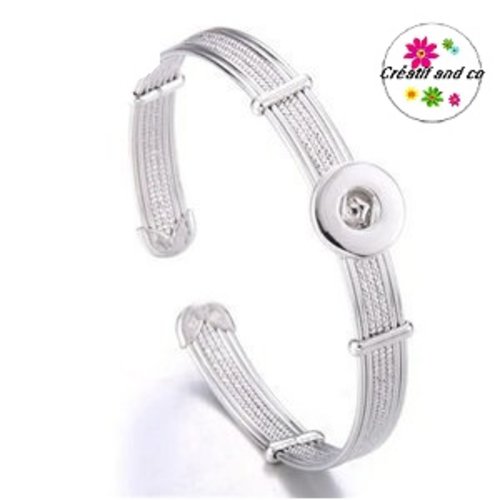 Bracelet ouvert en acier inoxydable pour bouton pression 12mm