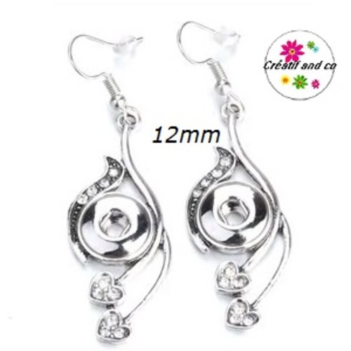 Boucle d'oreille pendante bouton pression 12mm