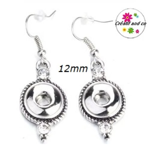 Boucle d'oreille pendante bouton pression 12mm