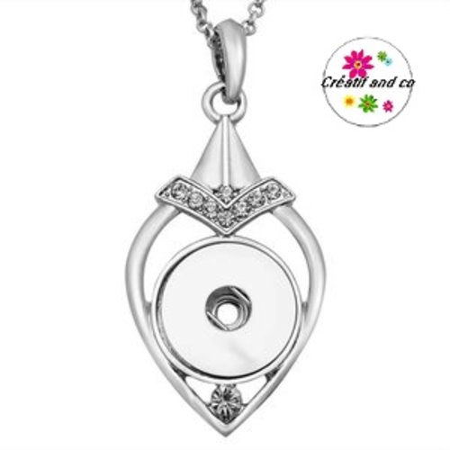 Collier pendentif  avec strass pour bouton pression