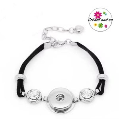 Bracelet bouton pression daim et strass