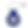 Porte clé rond simili cuir bleu roi pour bouton pression