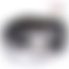 Bracelet simili cuir tressé noir pour bouton pression