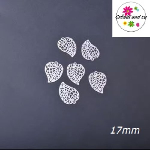 Breloque estampe feuille argent 17mm
