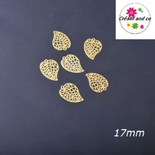 Breloque estampe feuille dorée 17mm