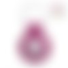 Porte clé rond simili cuir fuschia pour bouton pression