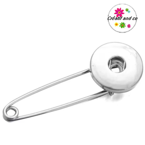 Broche épingle métal argentée pour bouton pression