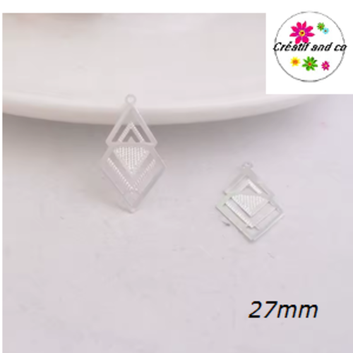 Breloque estampe triangle/losange argent  27mm