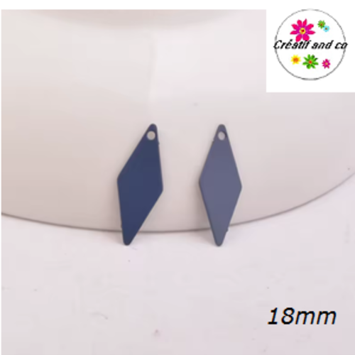 Breloque estampe losange grise 18mm