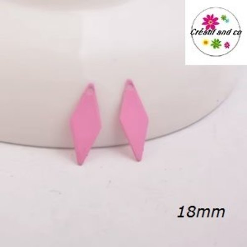 Breloque estampe losange rose 18mm