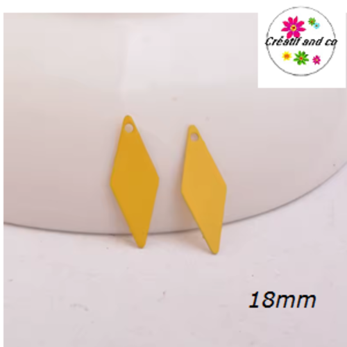Breloque estampe losange jaune 18mm