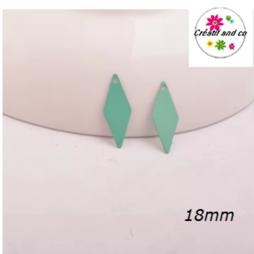 Breloque estampe losange vert paon 18mm