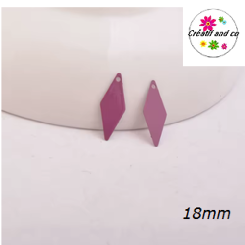 Breloque estampe losange mauve foncé  18mm