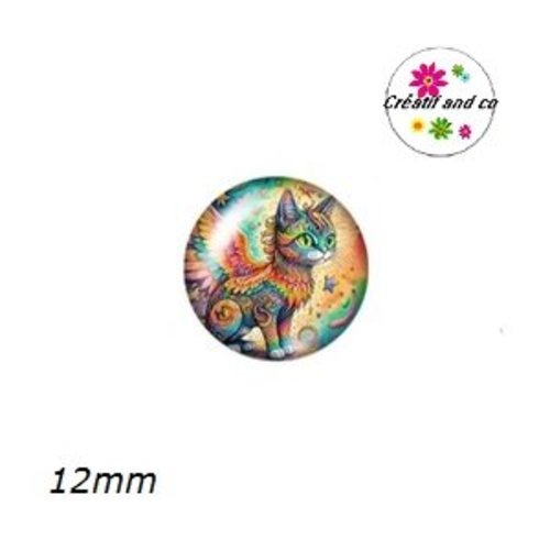 X2 cabochons chat 12mm