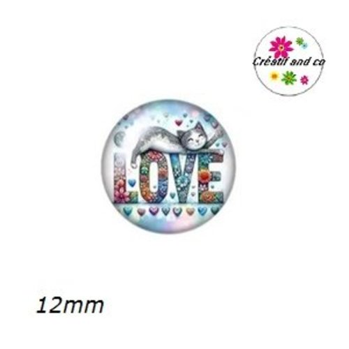 X2 cabochons chat 12mm