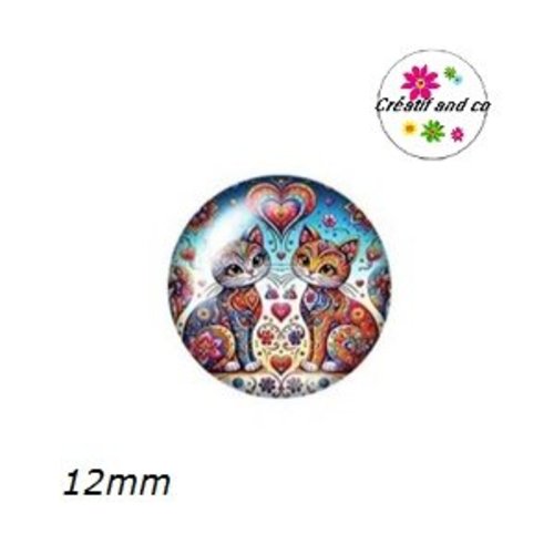 X2 cabochons chat 12mm