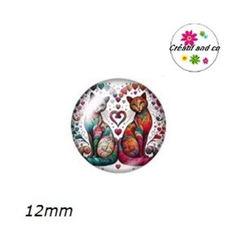 X2 cabochons chat 12mm