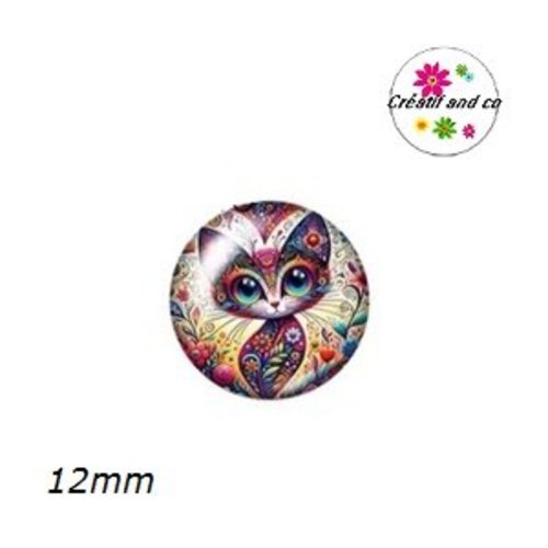 X2 cabochons chat 12mm