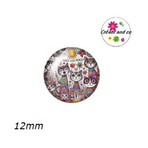 X2 cabochons chat 12mm