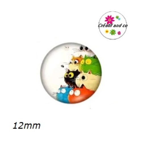 X2 cabochons chats 12mm