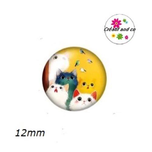 X2 cabochons chats 12mm