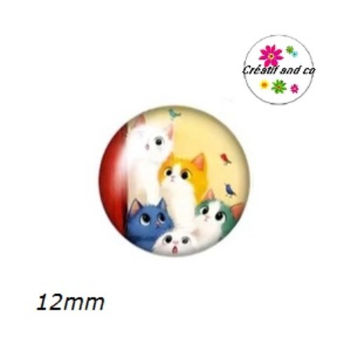 X2 cabochons chats 12mm