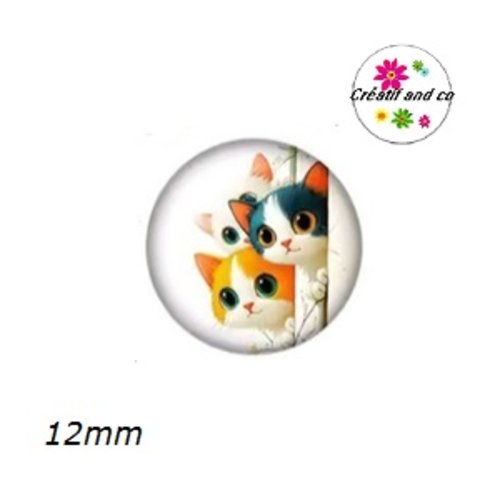 X2 cabochons chats 12mm