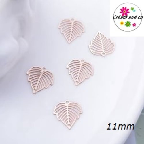 Breloque estampe feuille rose gold 11mm